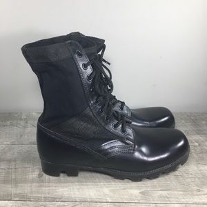 Vintage Combat Mens Black Leather Punk Grunge Goth Soft Toe Lace Up Boots Size 8